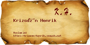 Krizsán Henrik névjegykártya